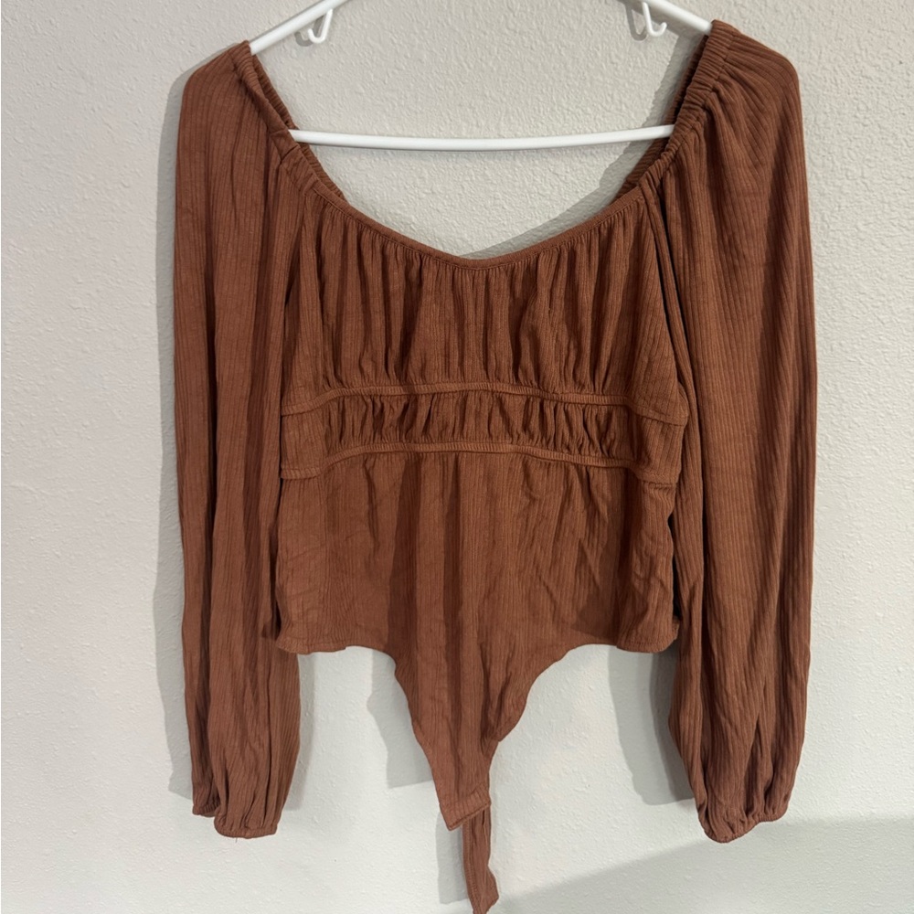 Women's Brown Long Sleeve Bodysuit